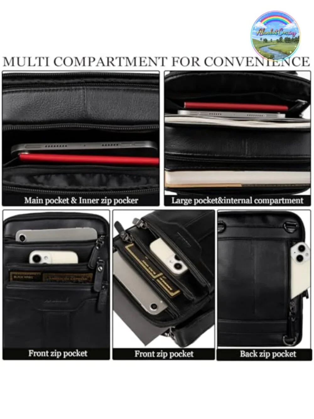 Genuine Leather Messenger Bag Small Sling Crossbody Shoulder Bag
